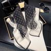 100% Mulberry Silk 65 Silk Double Crepe Retro Polka Dot Square Scarf Women's Spring Summer Thin Elegant High-end Gift Silk Scarf