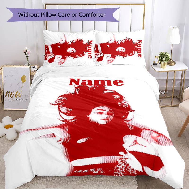 3pcs Custom Name Billie Eilish Bedding Set Duvet Cover Closure Includes 1 Duvet Cover & 2 Pillowcases for All Seasons Bedroom Decor