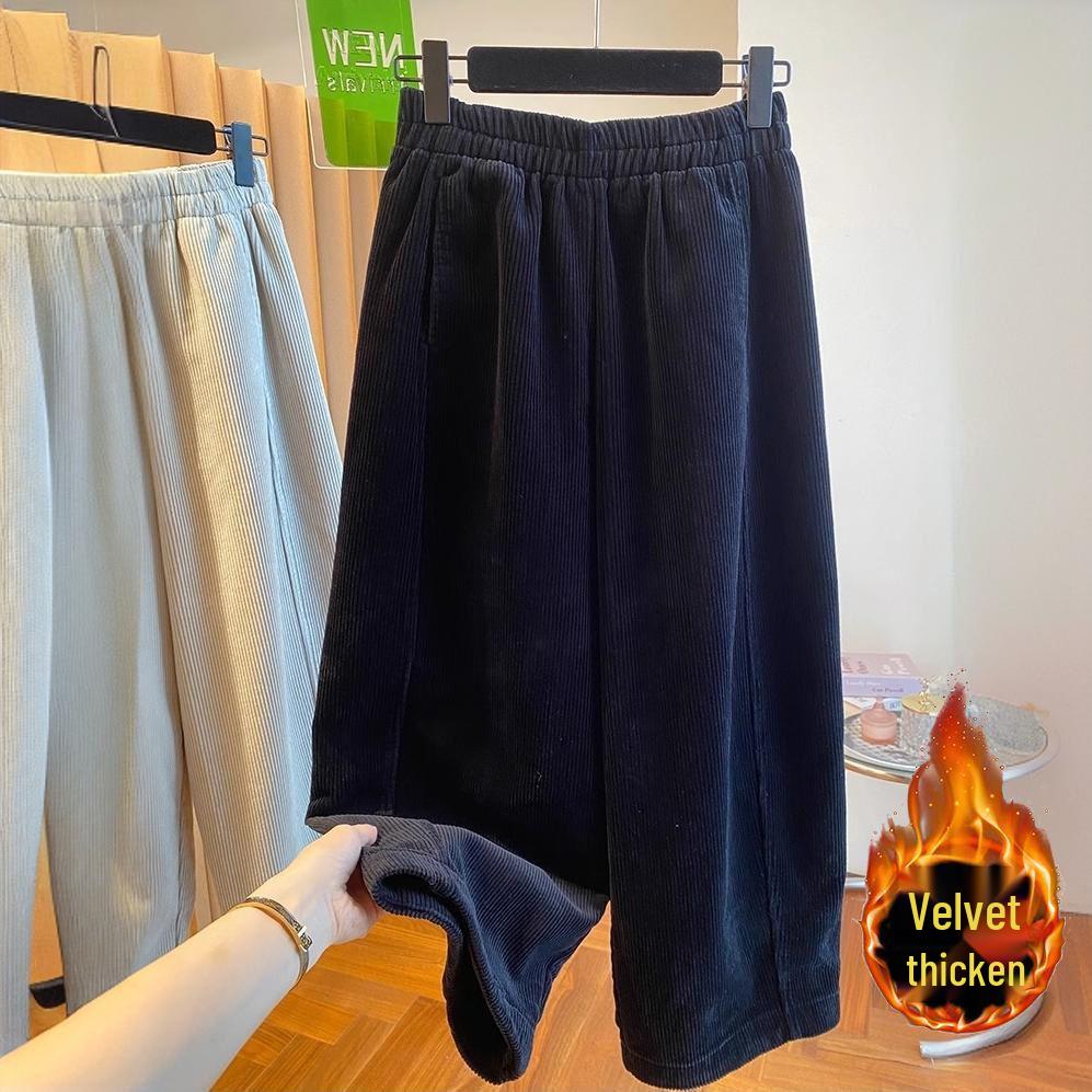 Premium Velvet Wide-Leg Cropped Pants for Women - Autumn/Winter 2026 New, Loose, Versatile, and Trendy