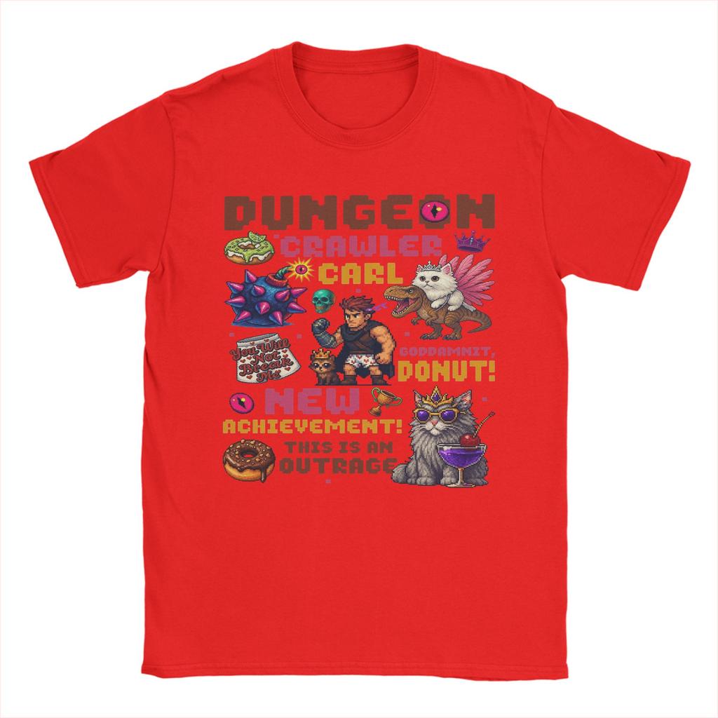 Dungeon Crawler Carl Princess Donut and Mongo T Shirts Men Cotton Vintage TShirt Round Collar Tees Short Sleeve Tops Gift Idea