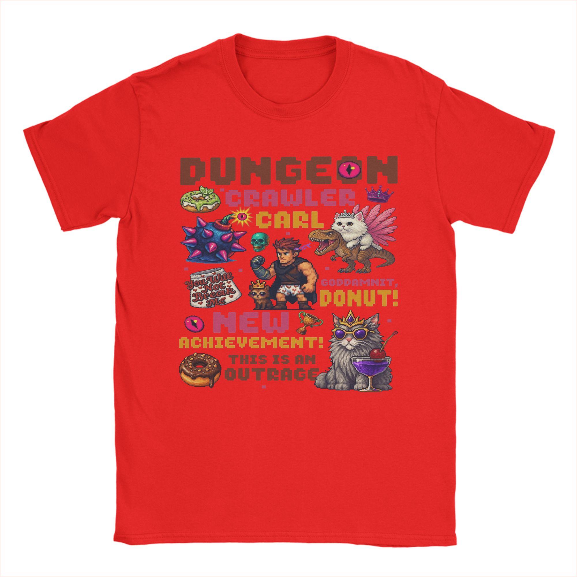 Dungeon crawler carl Princess Donut and Mongo T Shirts Men Cotton Vintage TShirt Round Collar Tees Short Sleeve Tops Gift Idea S