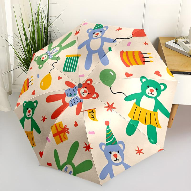 

1pc Party Bears Automatic Umbrella | Portable Foldable 8-Rib Manual Open, Cute Birthday & Holiday Gift for Outdoor yy260107099