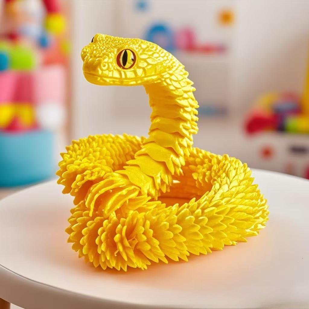 3D Printed Snake Articulated Bush Viper Toy-Dragon Snake Integrated Joint Mobility Statue Ornament Home Decor Gift Size 30-60CM