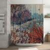 Botanical Shower Curtain Vintage Floral Nature Pattern Bathroom Decor Farmhouse Home Accent Wall Art Scenic Backdrop