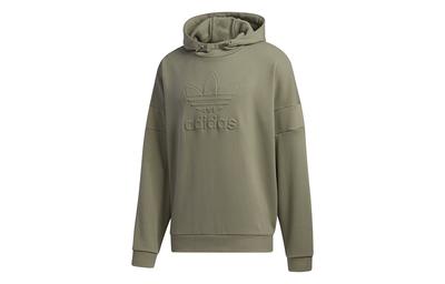 Men's Originals Embossed Crew Sweatshirts Men's Army Green Hooded Moderate Regular