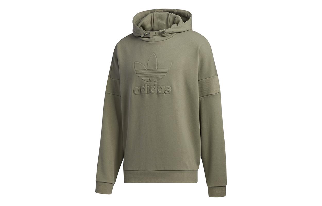 Adidas Originals Embossed Crew Sweatshirts Men s Army Green Hooded Moderate Regular GT7300 S