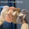 Plush Gloves Mitts Thicken Mitten Angel Wing Theme Thick Plush with Wing Gloves Mitts Winter Warm Full Finger Gloves