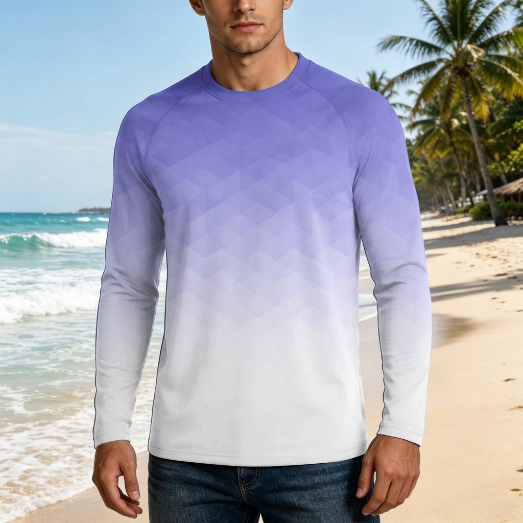 Men's UPF50+ Sun Protection Long Sleeve Shirt Stretch Outdoor Sports Performance Top Lightweight Breathable Fabric