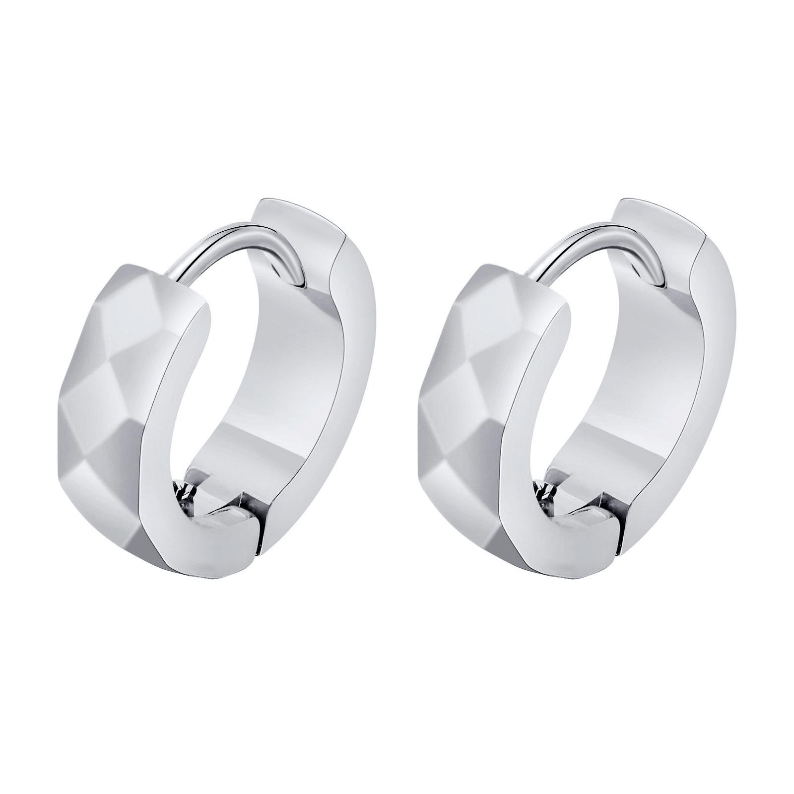 

Vnox Geometric Hoop Earrings for Men Women, Simple Waterproof Stainless Steel Huggie Earring,Black Silver Gold Color Options