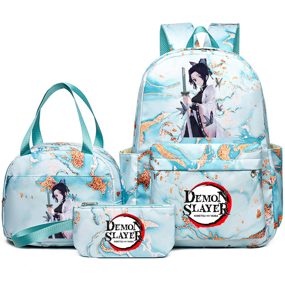 3Pcs/set Demon Slayer Printed Backpack with Handbag Pencil Case Teenager Student Girl Boy Large Capacity Waterproof Bookbag Schoolbag Travel Bag Gift