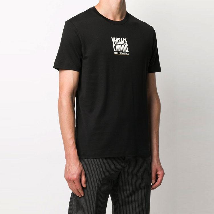 VERSACE T-Shirts Men's Black Crew Neck Moderate Straight Fit A86436-A228806-A1008