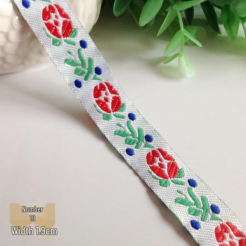 Ethnic Fabric Lace Accessories: Camel Pure Cotton with Embroidered Floral Design