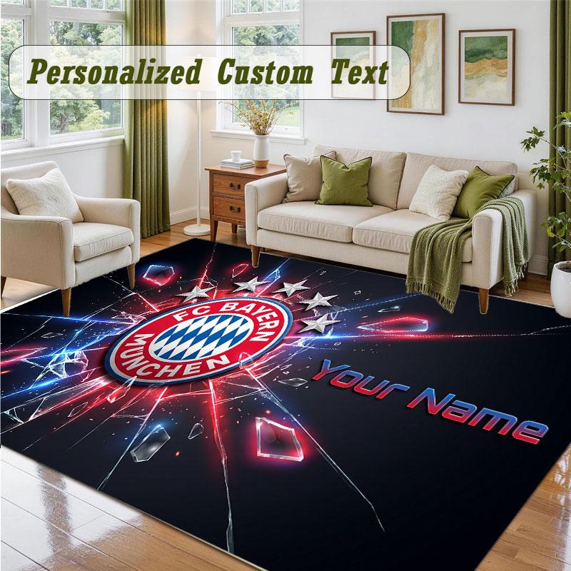 Crystal Velvet Square Rug Custom NameBayern Munich Pattern Non Slip Home Floor Decor Rug