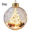 Glowing Christmas Tree Ornaments Lighted Ball Ornaments, 3D Miniature Scene Hanging with Warm LED Led Globes Light, Clear Acrylic Bauble Decoration