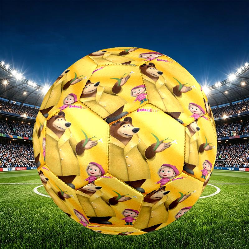 Pallone da Calcio Masha e Orso Stampa Taglia 5, Pallone da Calcio in PU Resistente all'Usura per Partite, Allenamenti e Pratica Quotidiana, Regalo di Compleanno per Appassionati di Calcio