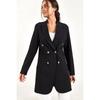 Women's Professional Blazer Coat Solid Color Casual Double Breasted Mid Length Blazers Suit Jacket