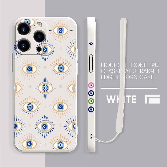 Custodia per Dolci Occhio Malvagio Blu e Oro Per iPhone 13 11 12 Pro Max 12 Mini X XR XS MAX SE 2020 7 8 6s Plus Silicone Quadrata Funda Capa
