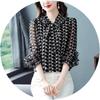 Summer New Bow Scarf Collar Ruffled Bottoming Shirt Women's Fashion Floral Chiffon Shirt Long Sleeved Top Mom's Blouse 4XL