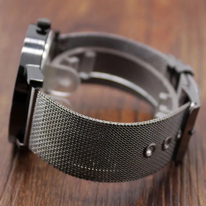 New Fashion Stainless Steel Mesh Band Strap Bracelet Turntable Sports Wrist Watches Gift for Men Women Unisex Brand Dress Colcks