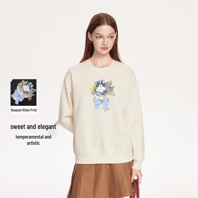 FivePlus Women s Puppy Pattern Round Neck Sweatshirt XL