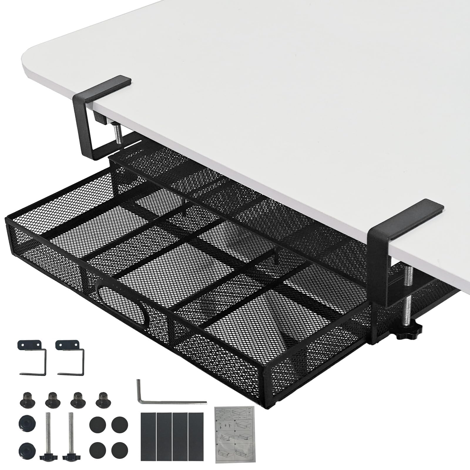 

Misoso Storage Storage Tabletop Small Item Fits No Drilling Storage Installation Instructions Included 1 Under-Desk Storage, Add-on Drawer, чорний