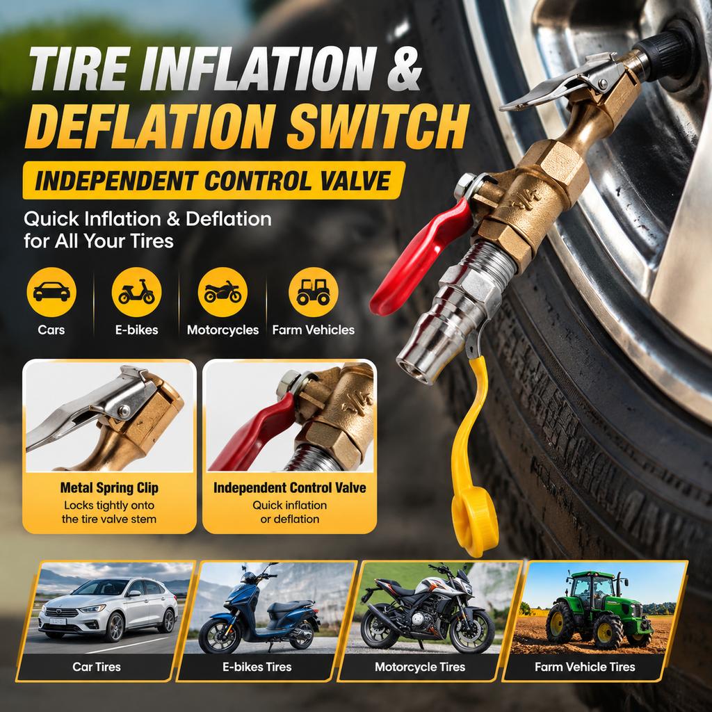 Tire Inflation and Deflation Switch with Independent Control Valve
