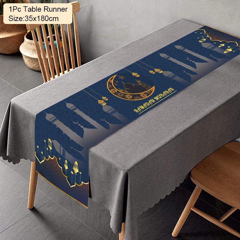 Ramadan Decoration Table Runner EID Mubarak Decor 2025 For Home Tablecloth Ramadan Kareem Islamic Muslim Party Eid Al-Fitr Gifts