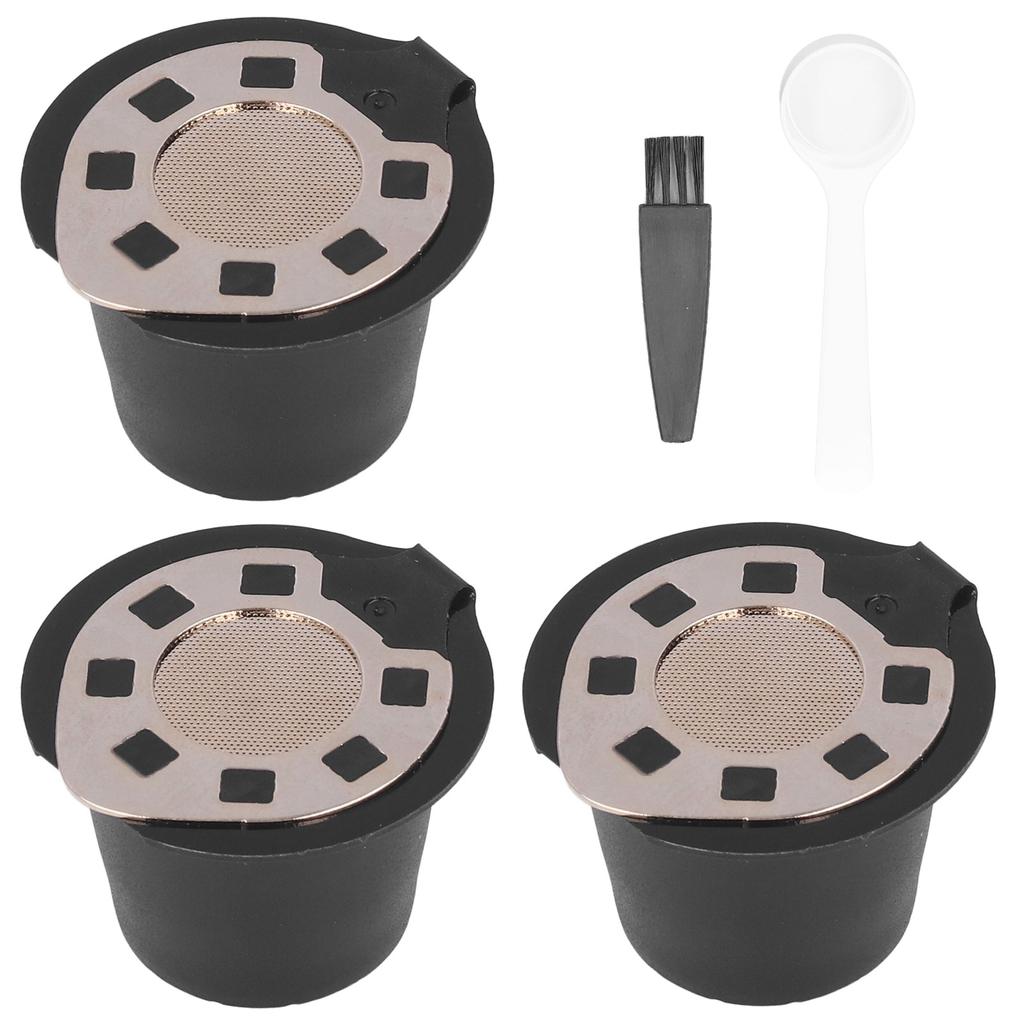 50ML Coffee Capsule Pods Cup with Spoon Brush Reusable Filter Stainless Steel Replacement for Nespresso