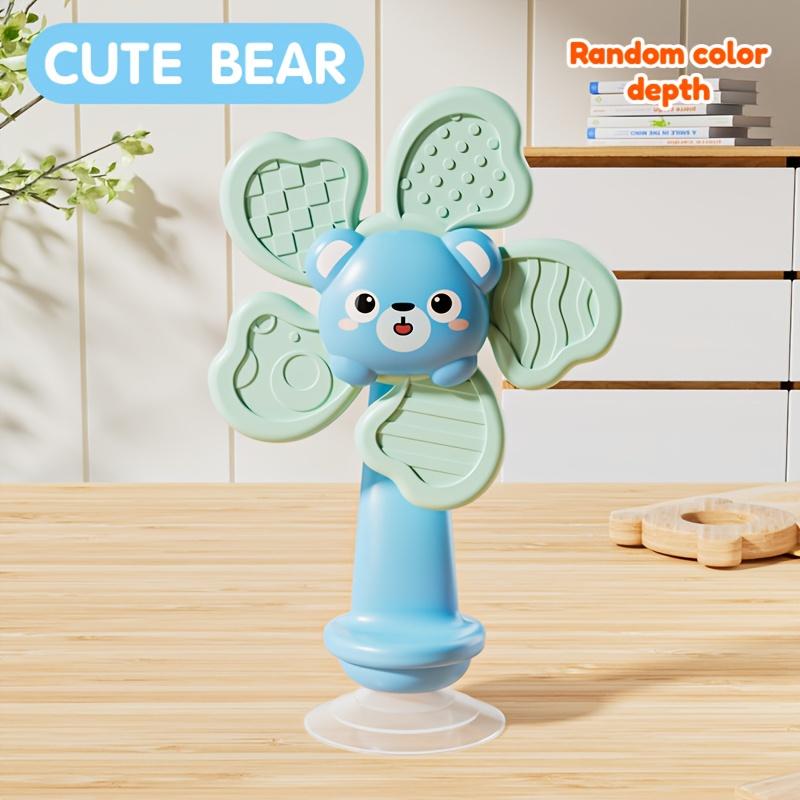 Baby Suction Cup Windmill Toy - Manual Rotating Wind- Spinner with & Bear Animal Shapes, Sensory Motor Skills Development