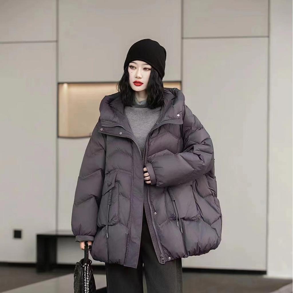 Down Jacket Hooded Autumn Winter Loose Puffer Coat Women Large Size Overcoat Thicken Parkas