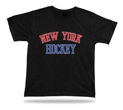 New York Hockey T Shirt Red White Blue Ny USA Ice Apparel Design Winter