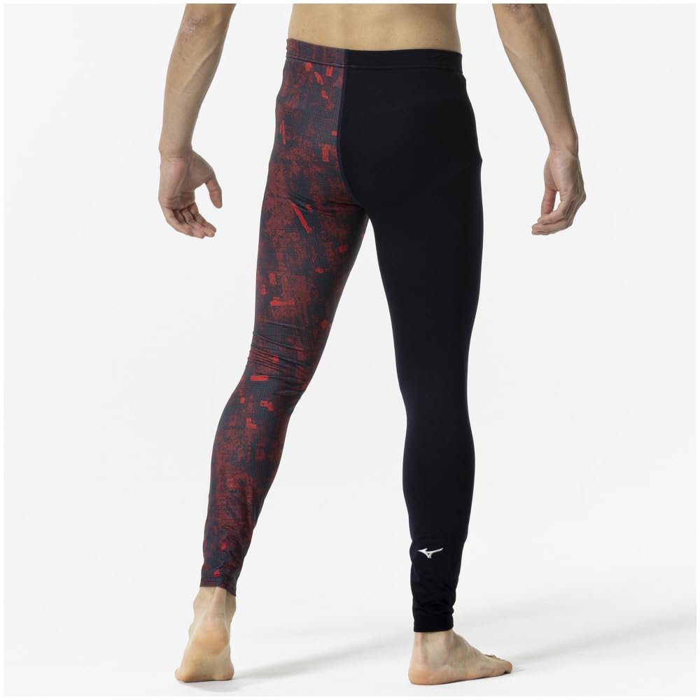 Mizuno Graphic Long Size Red Baseball/Softball Fleece-Lined Tights, L,