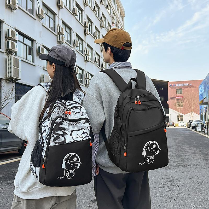 Schoolbag large capacity dirt-resistant music boy junior high school schoolbag girls high value niche ins campus high school backpack men
