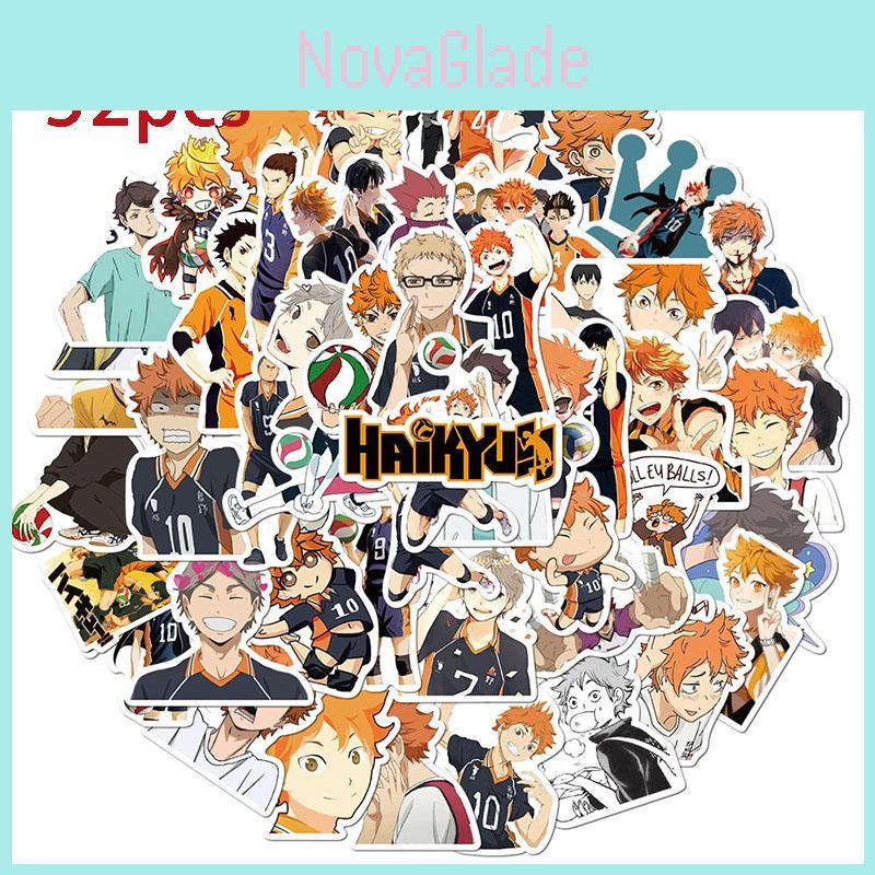Anime Haikyuu!! 52-piece Sticker Set With Waterproof Multi-color Decals For Laptops And Bikes