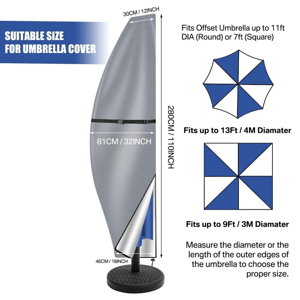 Outdoor Anti-UV Protective Cover Waterproof Patio Umbrella Cover with Zipper Outdoor Umbrella Cover for Outdoor Umbrellas