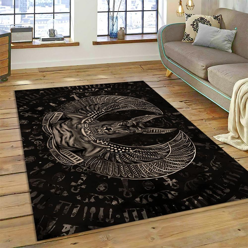 Ancient Egyptian Mythological Ideographic Sign Symbols Carpet Rug for Home Living Room Bedroom Sofa Doormat Decor,Non-slip Mat