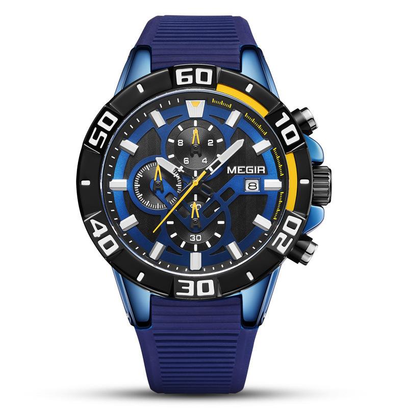 Watch Men'S, Fashion Trend Multifunctional Timing Silicone Sports Watch 2121