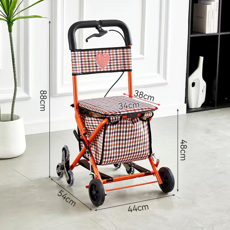 Foldable Mobility Scooter: Pushable & Rideable Elderly Walker with Four Wheels, Portable Shopping Assistant
