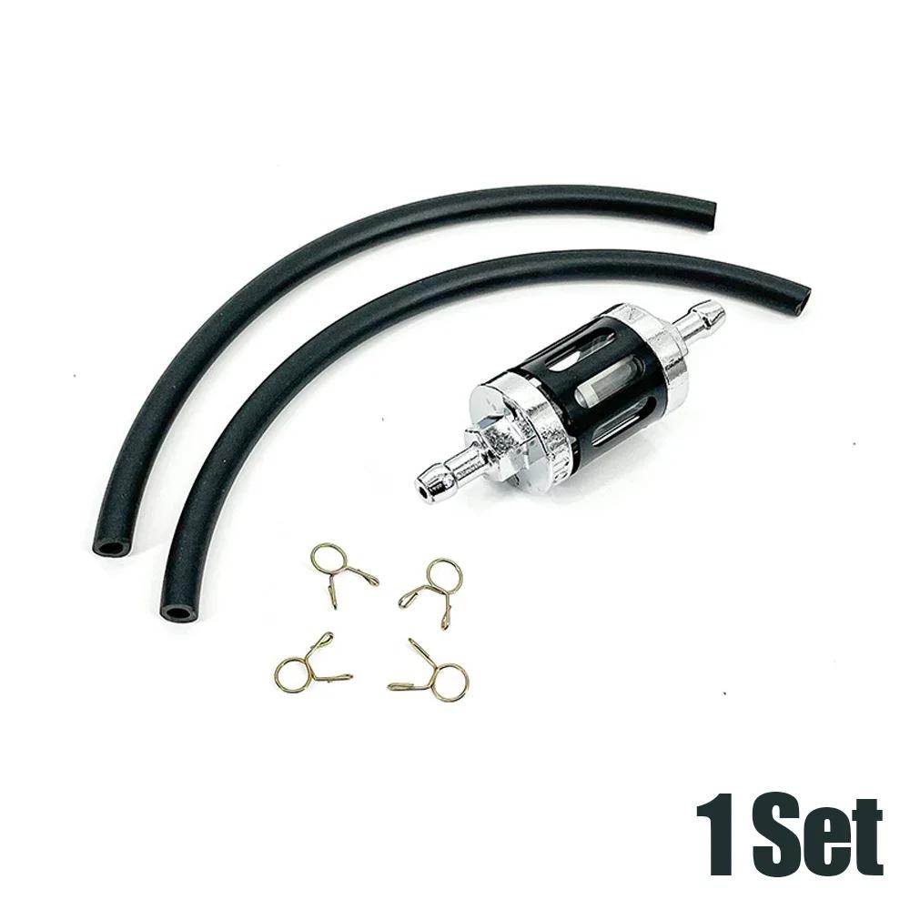 1 Set Motorbike Replaceable Accessories Motorcycle 8mm Inline Gasoline Oil Filter Glass Engine Gas Fuel Hose Clip CNC Tool Kit