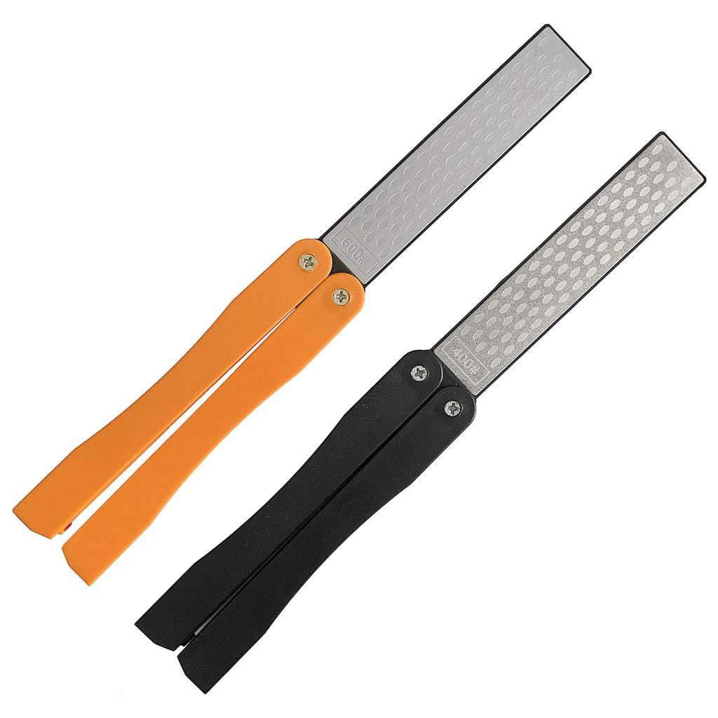 Foldable Knife Sharpener Gritstone with Non-Slip Handle Outdoor Sharpening Whetstone Portable Double Side for Outdoor Use