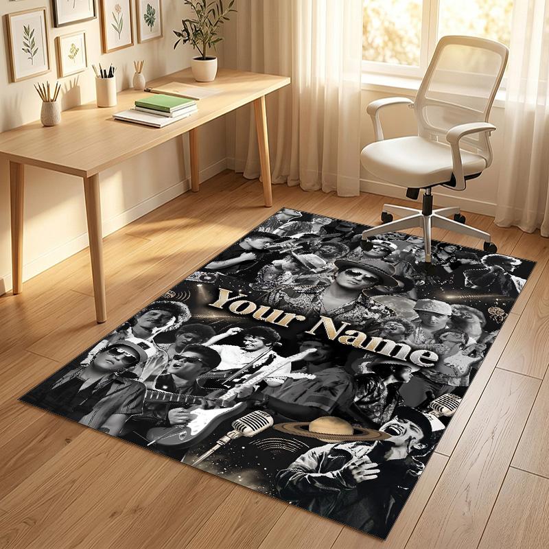 Personalized Crystal Velvet Carpet,Bruno Mars Custom Printed Name, Plush Area Rug For Home Indoor Decor