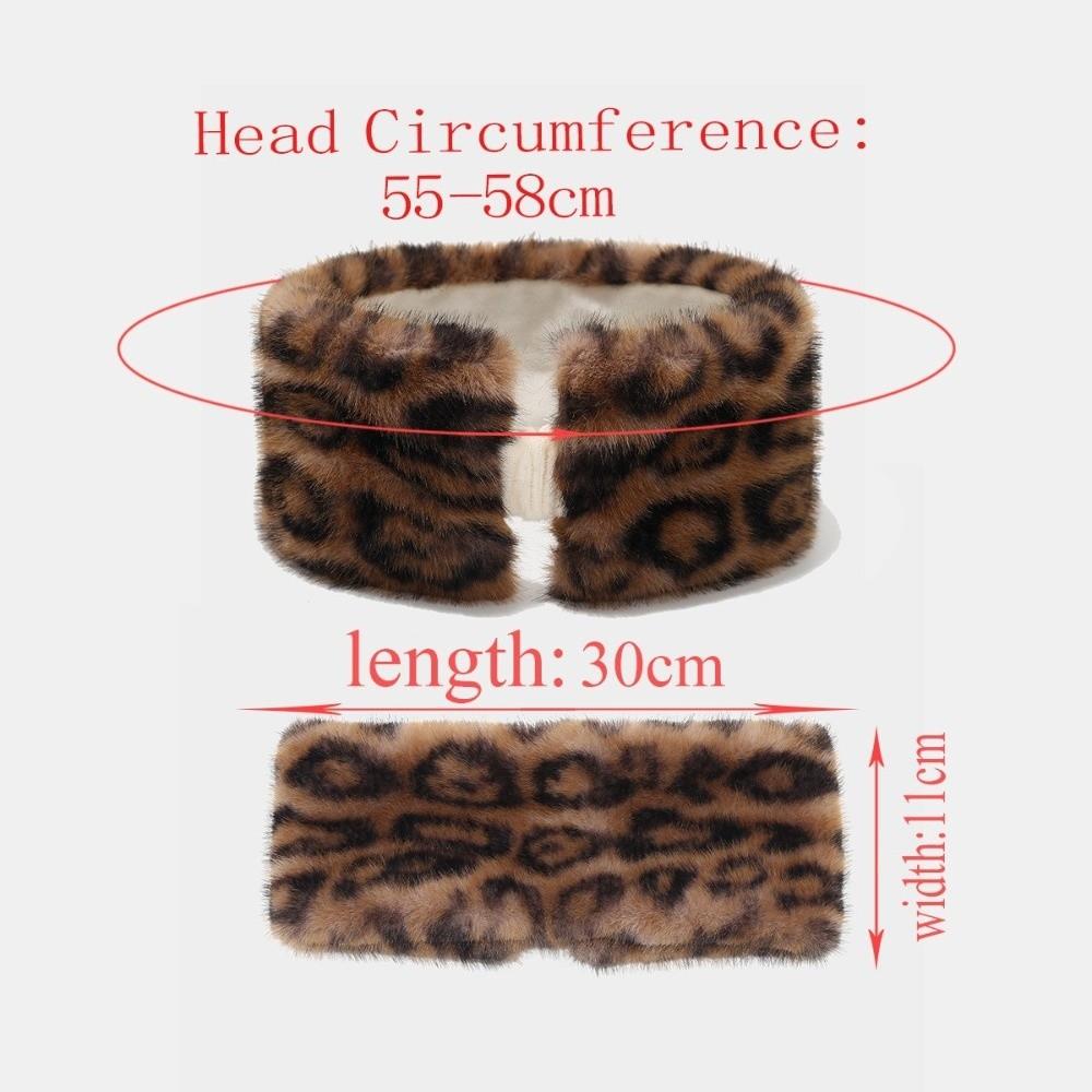 Windproof Leopard Print Headband Coldproof Ear Warmer Vintage Elastic Headband Winter