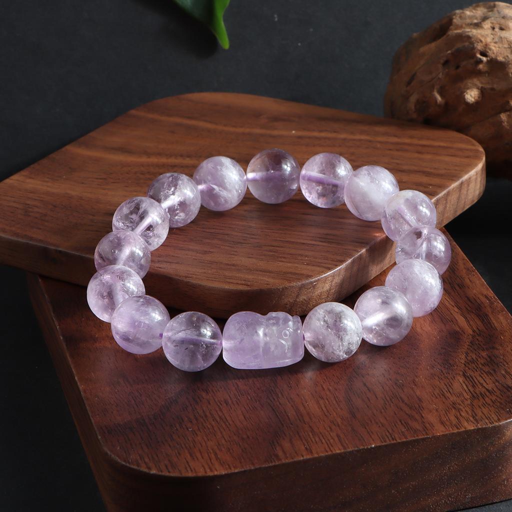 [New Product Optimization] Natural Lavender Amethyst Ice Lavender Light Purple Crystal Single Ring Bracelet Men's