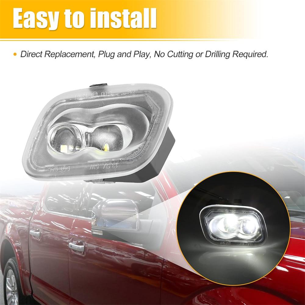 2x Weiße LED Spiegelpfützenleuchten für 17-22 F-150 F250 F350 F450 Super Duty
