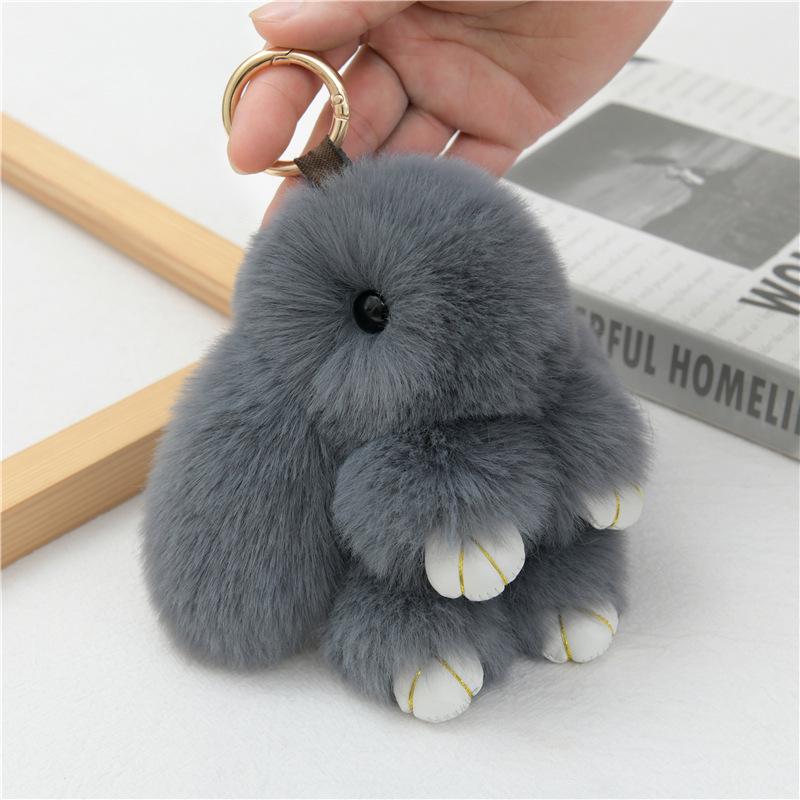 Cute Bunny Plush Pendant Keychain - Rex Rabbit Ornament