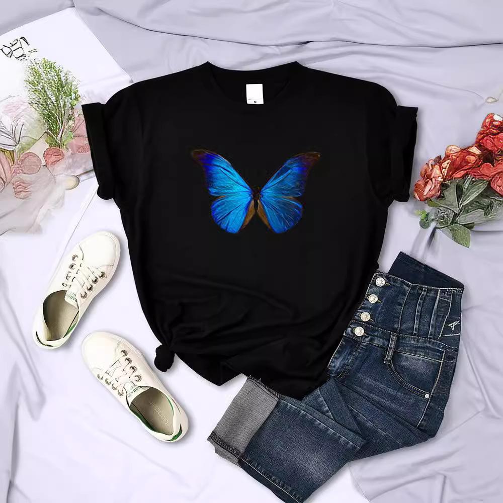 Top creativ cu imprimeu pentru femei, tricouri largi de vară cu gât rotund