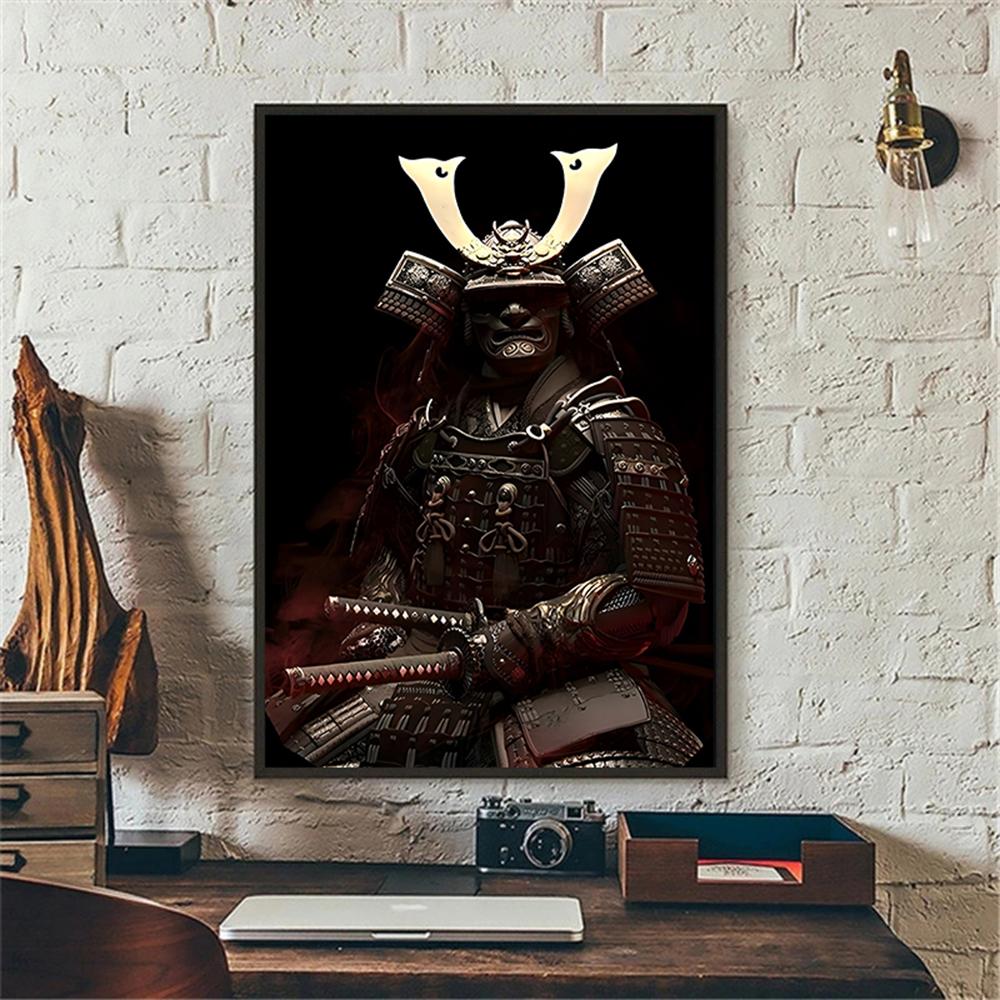 

Японский Самурай Холст Плакат Современный Домашний Диван Фон Настенная Живопись Печать Фотографии Спальня Гостиная Декор Фреска Подарок 40X60cm Unframed