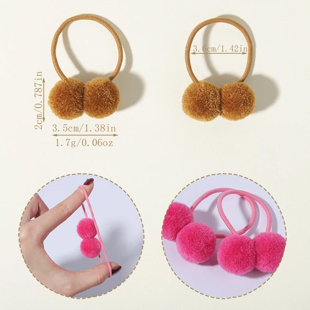 Double Fur Ball Hair Rope Set High Elasticity Hair Bands New Hair Scrunchies  For Kids Girls