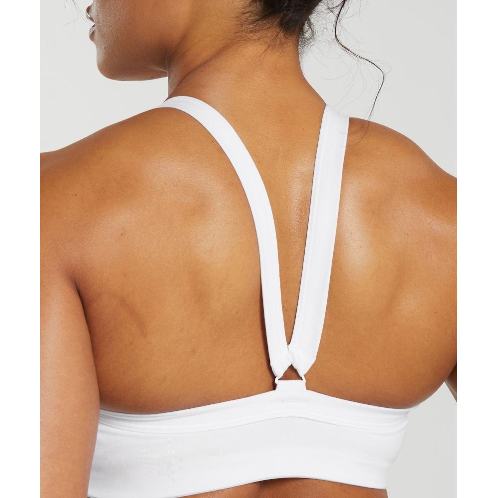 Gymshark Bavlněná zpevňující sportovní podprsenka bílá B8a5x Wb57
