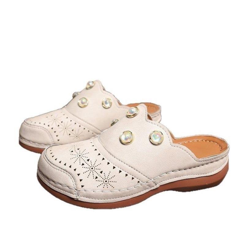 Spring and Summer Soft Fashion New Women's Shoes Season Hollow Bag Head Platform Half Slippers Casual Women's Shoes